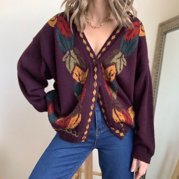 Vintage Sweaters - Vintage Chunky Dolman Knit Sweater Cardigan